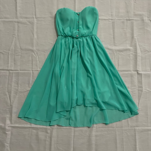 La Scala Chiffon Hi-Low Mint Green Dress - Picture 4 of 7